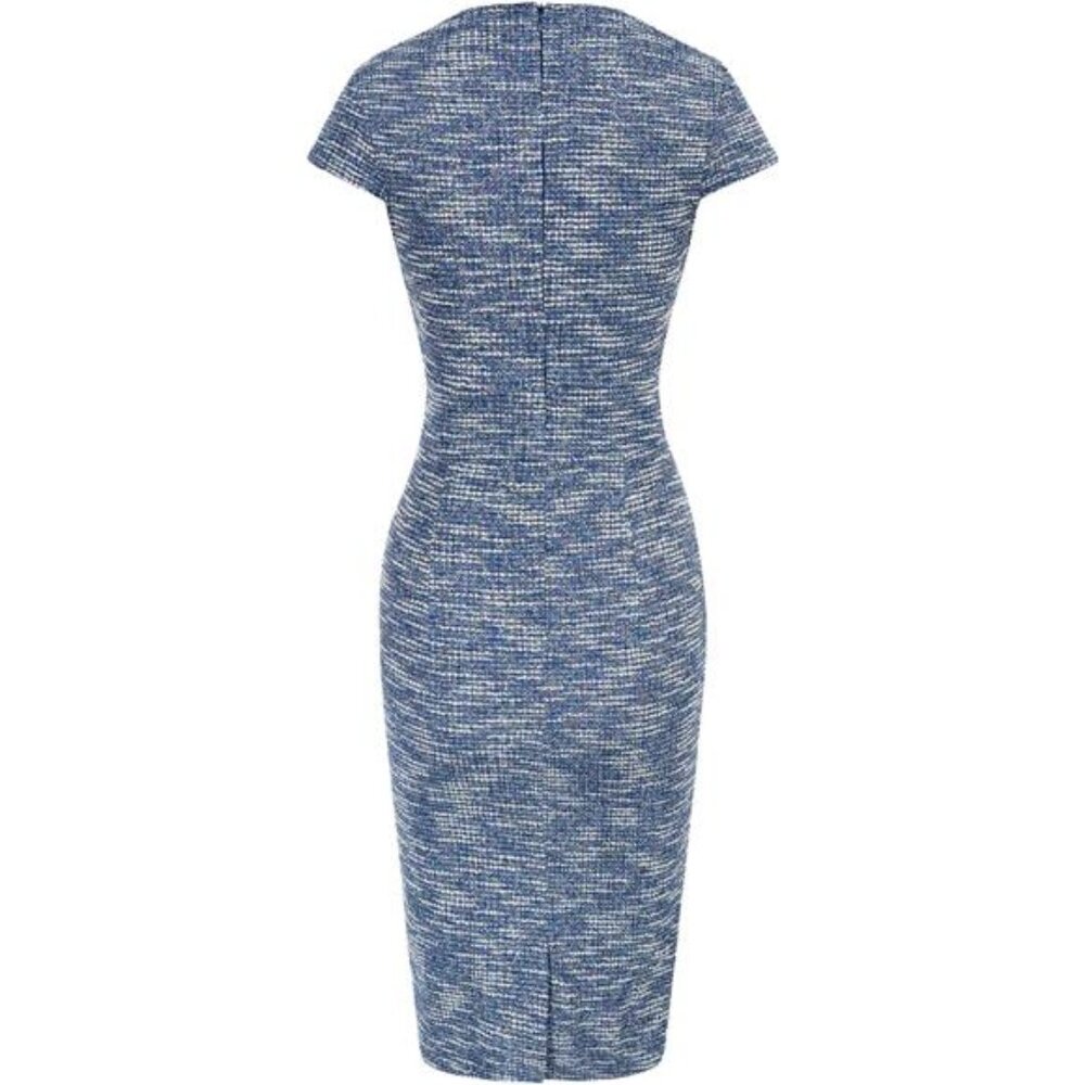 Dress Women Pencil Dress Cap Sleeve Blue (Textured) - Picture 2 of 6